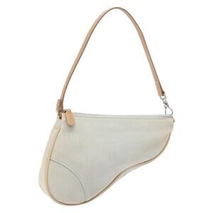 DIOR Saddle Shoulder Bag Denim Light Blue Silver